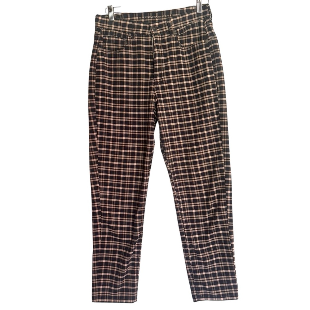 American Eagle Plaid Stretch Mom Jeans Size 8